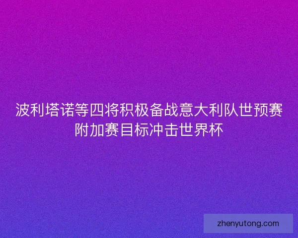 波利塔诺等四将积极备战意大利队世预赛附加赛目标冲击世界杯