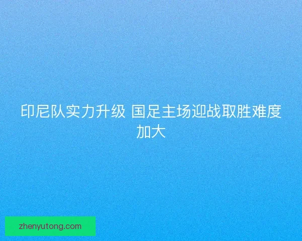 印尼队实力升级 国足主场迎战取胜难度加大